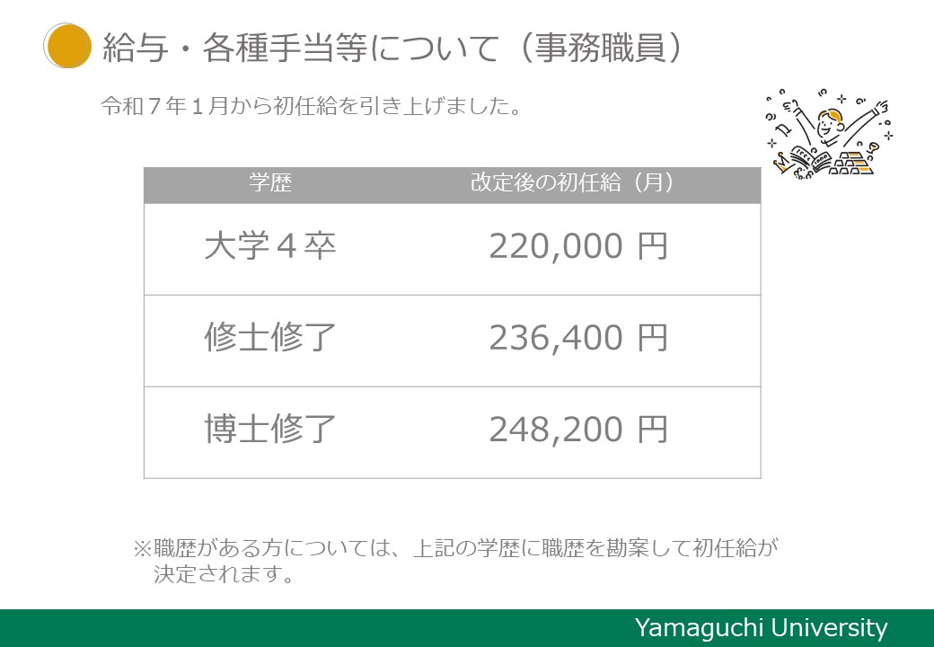 令和7年1月から初任給を引き上げました | 山口大学採用情報